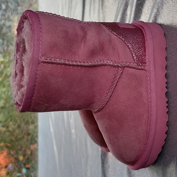 UGG Australia Pink Glitz Boots Metallic Sparkle Heels Shearling Lining Size:6 - Picture 4 of 12